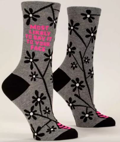 Most Likely to Say it to Your Face Women's Crew Socks - Size 5-10