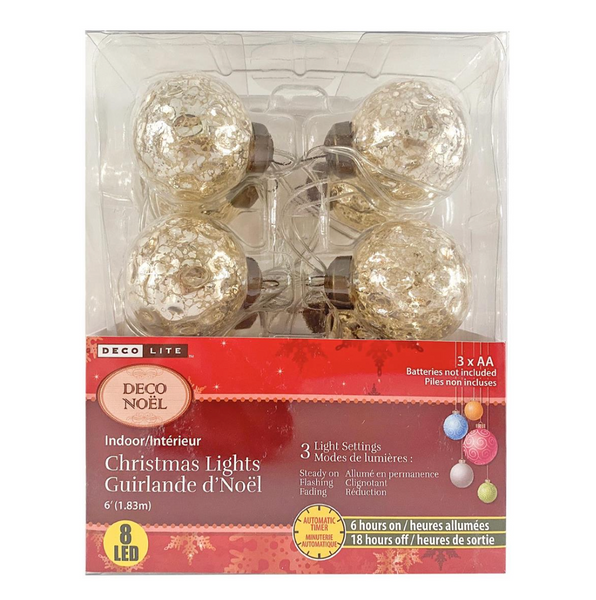 Deco Lite: 8 LED Gold Mercury String Lights - Ages 5+