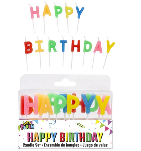 Candles: Let's Party Rainbow "HAPPY BIRTHDAY" Candle Set