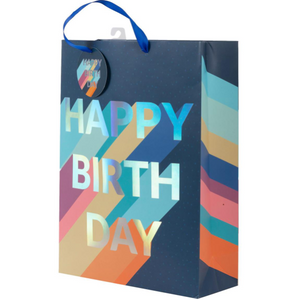 Gift Bag: Paper Trendz Jumbo Navy Matte Happy Bday