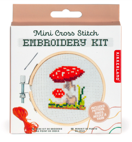 KL: Mini Cross Stitch Embroidery Kit Mushroom - Ages 8+