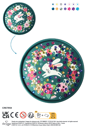 Stick'N Fun: Mosaics Round Jewelry Box Bunny - Age 5+
