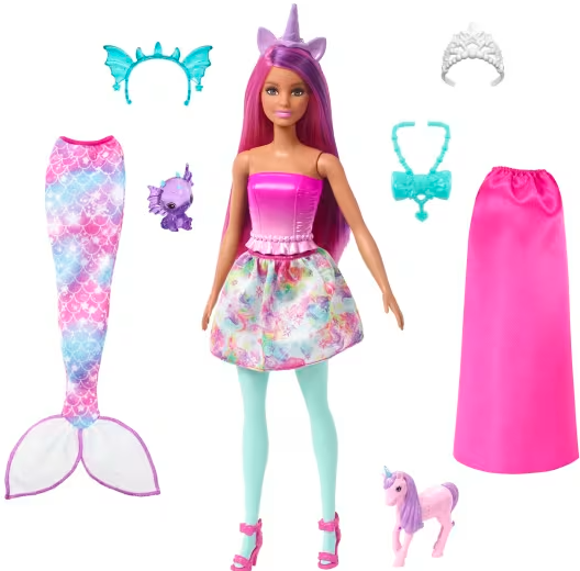 Barbie Doll And Fantasy Pets Dress Up Doll Mermaid Tail And Skirt Playful Minds