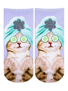 Ankle Socks: Spa Kitty Glitter - One Size Fits Most