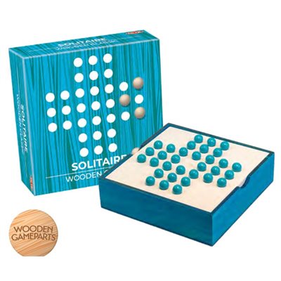 Wooden Solitaire Board Game - Classic Marble Brain Teaser