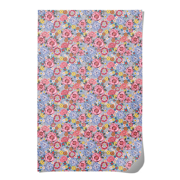 Wrapping Paper Roll - Blue Roses Set of 3 Sheets