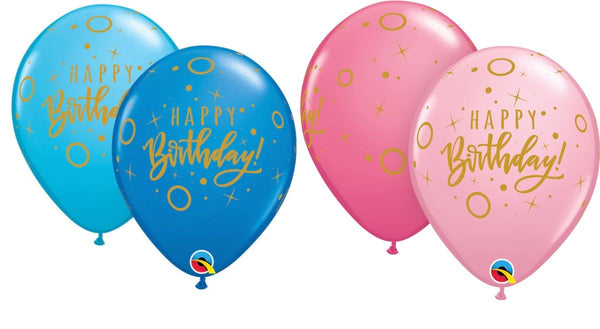11" Latex Balloon: Birthday Dots & Sparkles - Multiple Colours Available