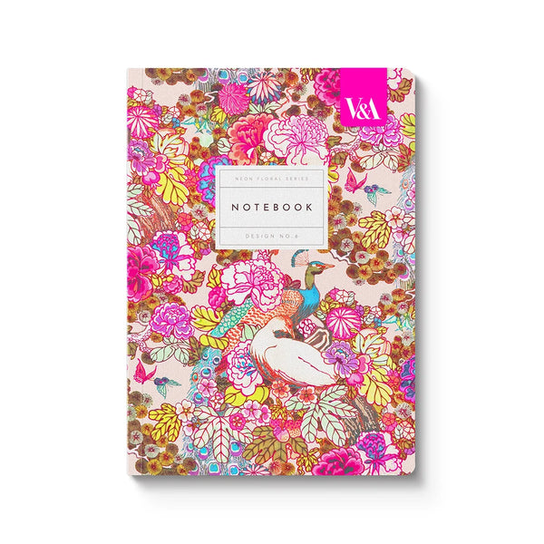 Neon Floral Peacock Arts & Crafts Paperback Notebook - Oh Deer