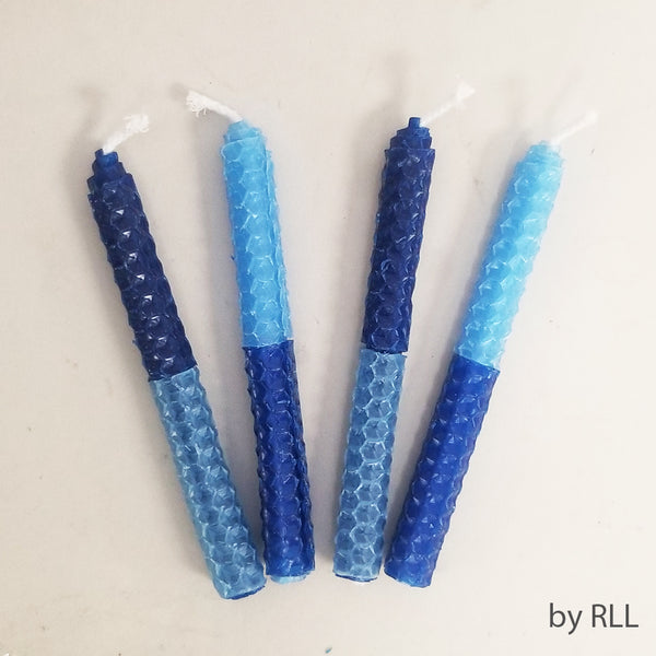 Chanukah Candles Blue 2 Tone Honeycomb Beeswax