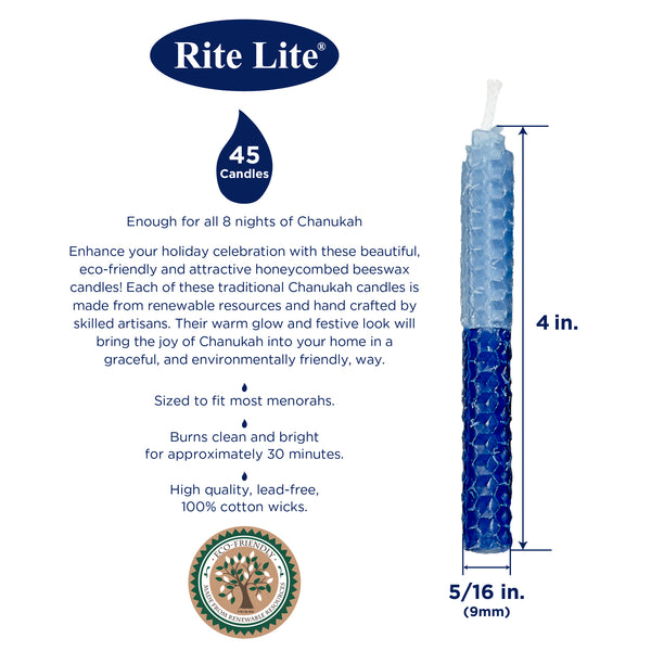 Chanukah Candles Blue 2 Tone Honeycomb Beeswax
