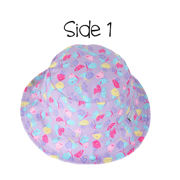 Sun Hat : Butterfly/Floral pattern - Reversible  - Asst sizes