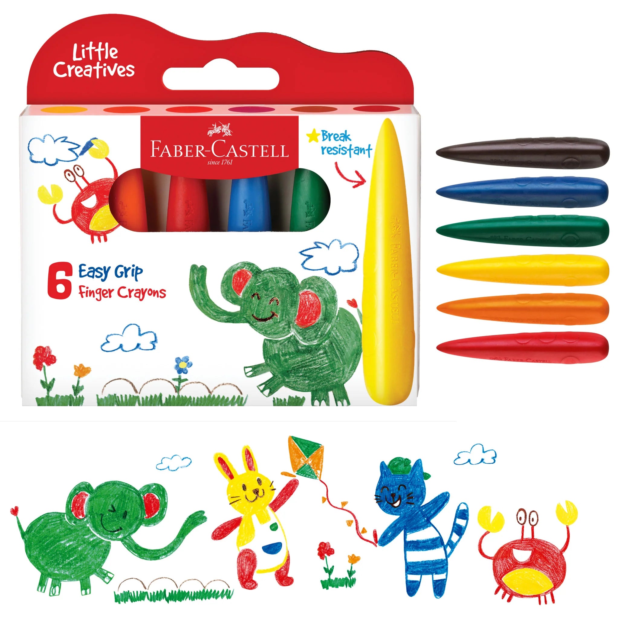 FC: Little Creatives Easy Grip Finger Crayons 6ct/10 - Ages 3+