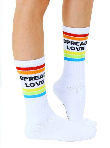 Spread Love  Crew Socks - White