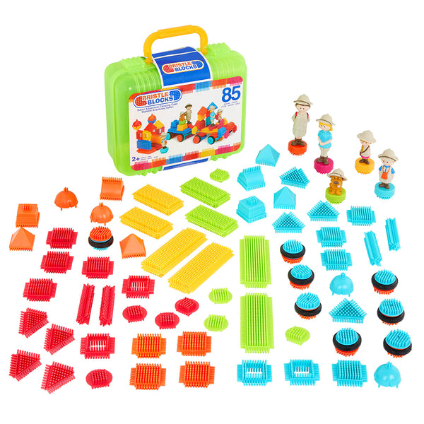 Bristle Blocks Safari Set - 85 Piece Construction Toy with Storage Case