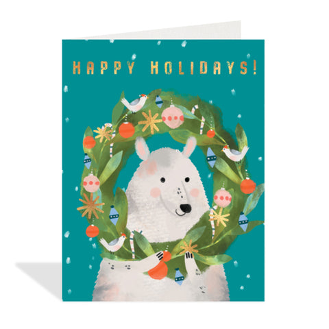 GC: Polar Bear Wreath - Blank Card