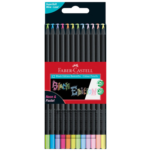 FC: Black Edition 12 Coloured Pencils - Neon & Pastel - Ages 13+