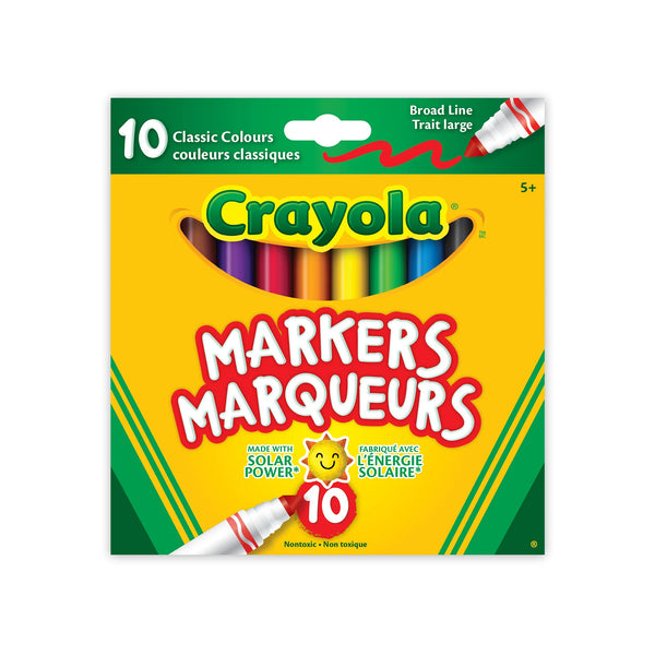 Crayola: Original Broad Line Markers, Classic Colours, 10 Count - Ages 3+