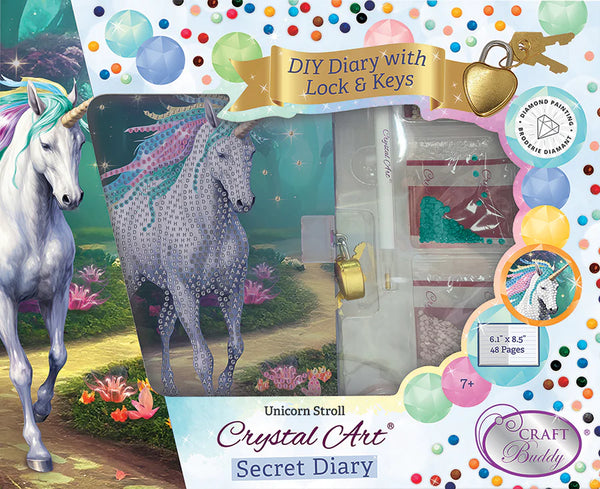 Crystal Art: Secret Diary Kit - Unicorn Stroll - Ages 7+