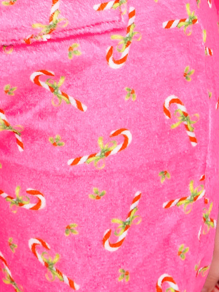 Plush Shorts: Candy Cane - Pink  - Multiple Sizes Available