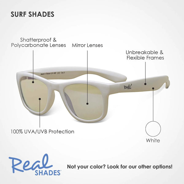 Kids Unbreakable UV Fashion Sunglasses Surf - White