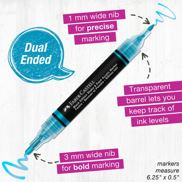 FC: Black Edition 6 Shake & Paint Acrylic Markers - Metallic - Ages 13+