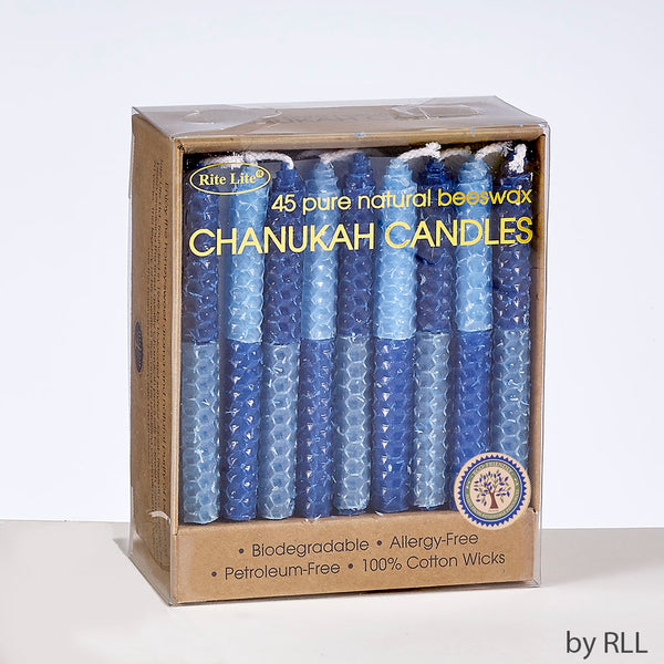 Chanukah Candles Blue 2 Tone Honeycomb Beeswax