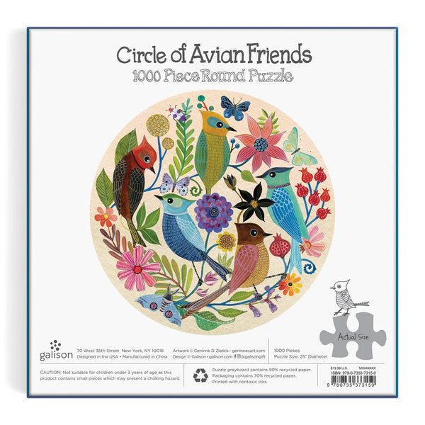 1000 Pieces: Circle of Avian Friends Round Puzzle - Ages 12+