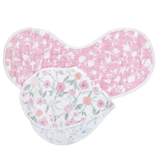 Aden + Anais: Burpy Bib Cotton Muslin - ma fleur 2pk - Age 0+