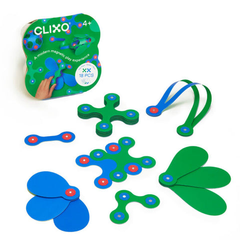 Clixo: Itsy Green + Blue Pack 18 Pieces - Ages 4+
