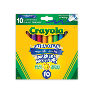 Markers: Ultra-Clean Washable, Broad Line Classic Colours, 10 Count - Ages 3+