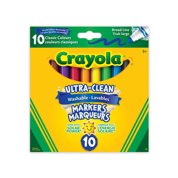 Markers: Ultra-Clean Washable, Broad Line Classic Colours, 10 Count - Ages 3+