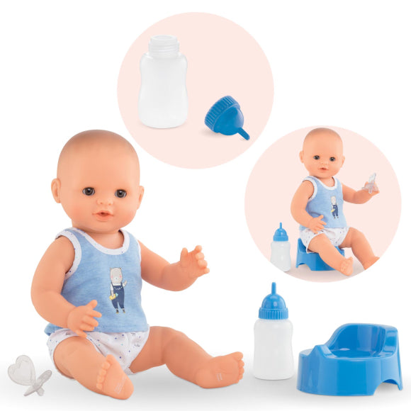 Corolle: Paul Drink-and-Wet Bath Baby 14" Doll - Ages 2+