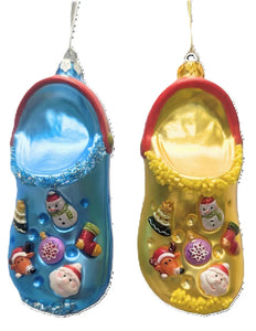 Ornaments: Croc Glass in Blue or Yellow - Silver Tree - Ages 8+