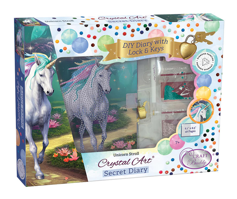 Crystal Art: Secret Diary Kit - Unicorn Stroll - Ages 7+