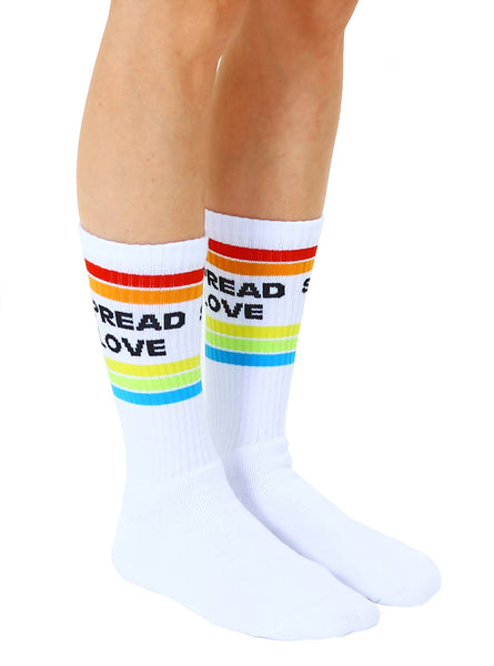 Spread Love  Crew Socks - White