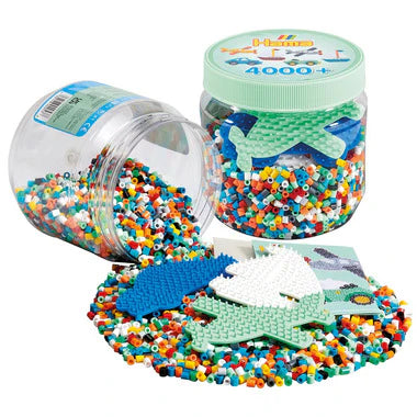Hama: Midi Beads 4000+ Beads with Pegboards in a Jar Green - Ages 5+