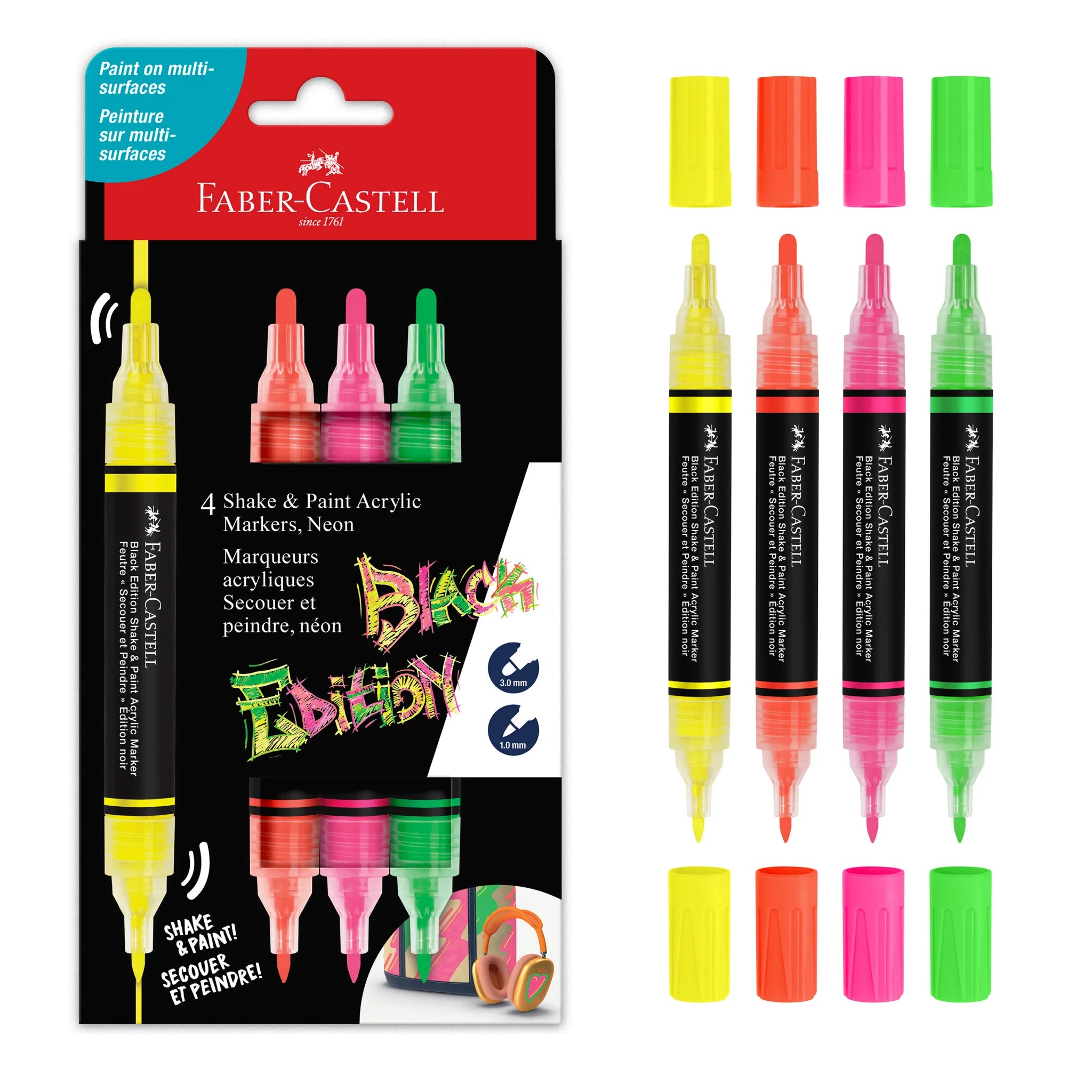 FC: Black Edition 4 Shake & Paint Acrylic Markers - Neon - Ages 13+