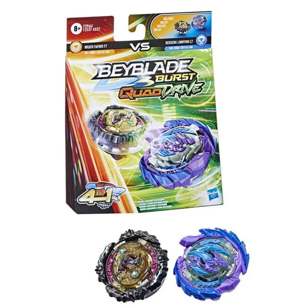 Beyblade Burst QuadDrive Dual Pack: Wrath Fafnir F7 vs. Berserk Linwyrm L7 - Ages 8+