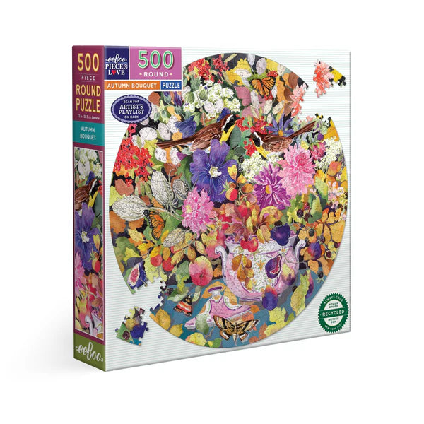 500 Piece Puzzle: Autumn Bouquet Round - Ages 9+