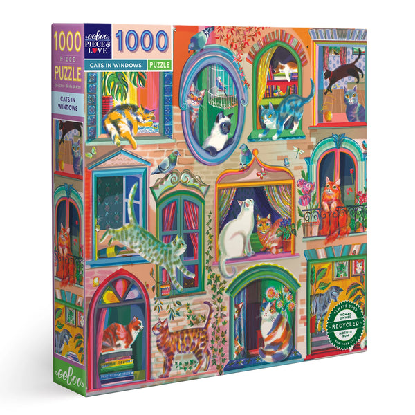 eeBoo 1000 Piece Puzzle - Cats in Window