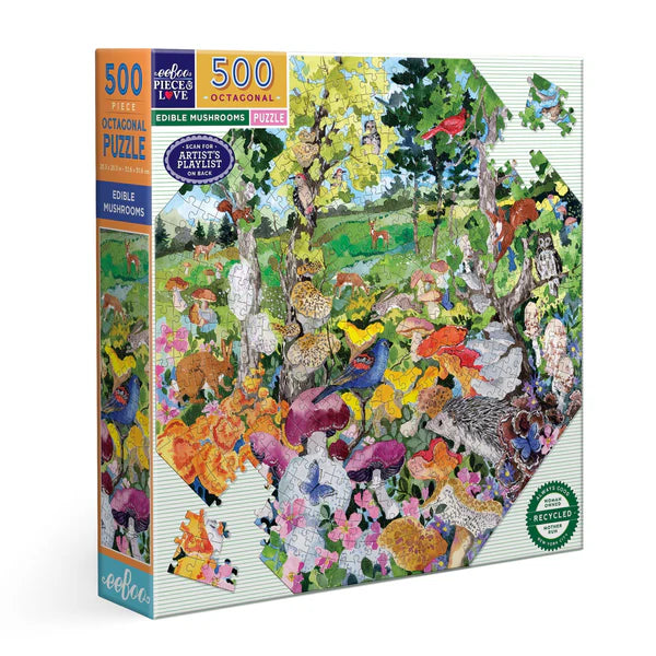 500 Piece Puzzle: Edible Mushrooms Octagonal - Ages 9+