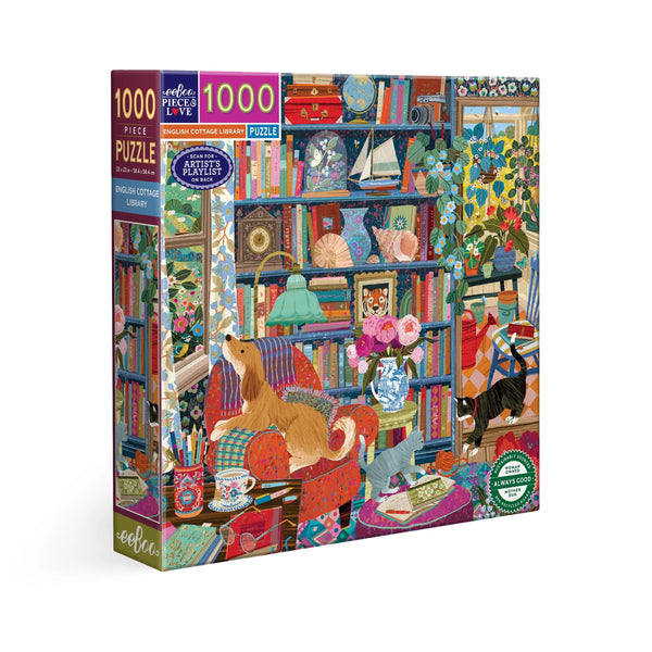 eeBoo 1000 Piece Puzzle - English Cottage Library