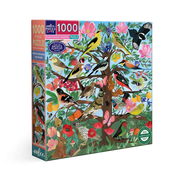eeBoo 1000 Piece Puzzle - French Medieval Songbirds