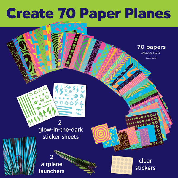 Creativity for Kids: Stunt Squadron Neon Glow Paper Airplanes - Ages 6+