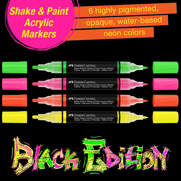 FC: Black Edition 4 Shake & Paint Acrylic Markers - Neon - Ages 13+
