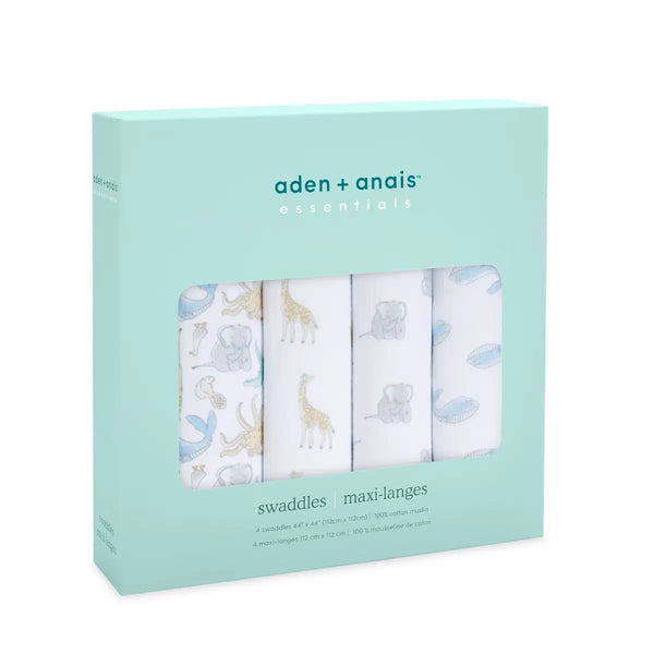 Aden + Anais: Essential Classic Swaddle Blanket - Natural History - 4-Pk - Age 0+