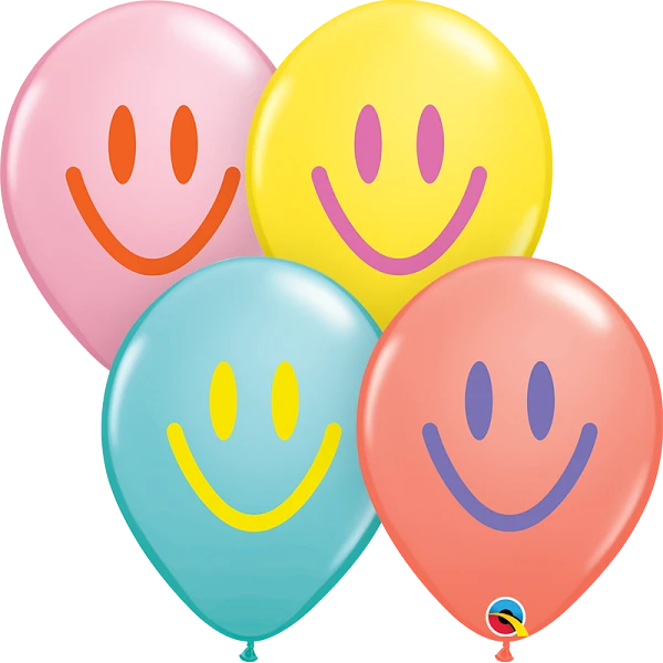 11" Latex Balloon: Smile Face - Multiple Colours Available