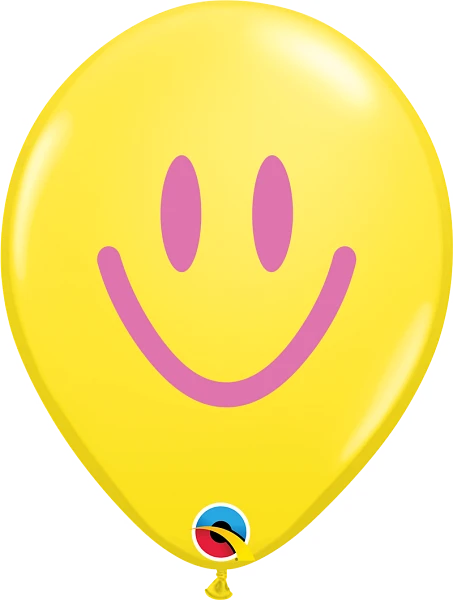 11" Latex Balloon: Smile Face - Multiple Colours Available