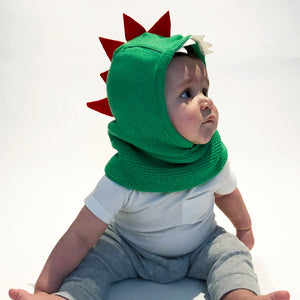 ZOOCCHINI: Baby Toddler Knit Balaclava Hat - Devin the Dinosaur- 12-24 months