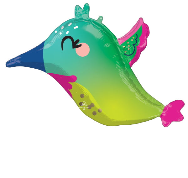 25" Balloon: Colourful Hummingbird